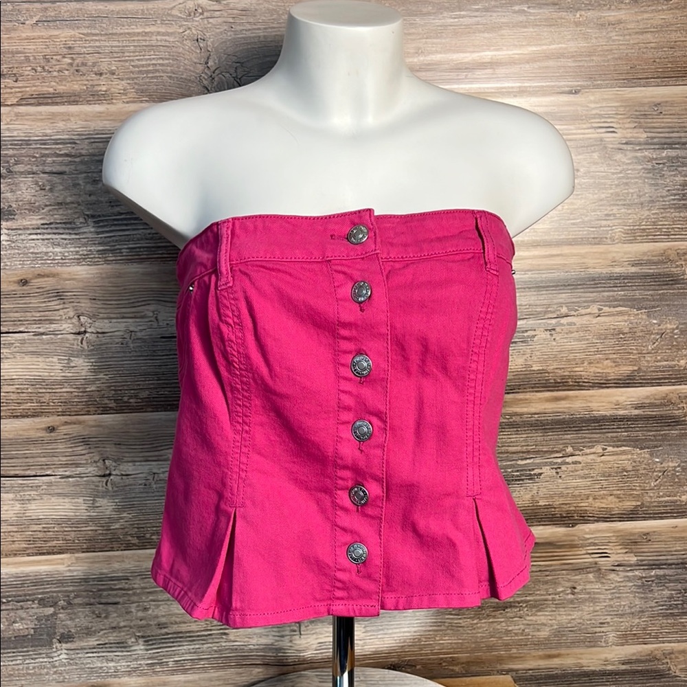 Forever 21 Jean Skirt Tube Top in Fuchsia NWT